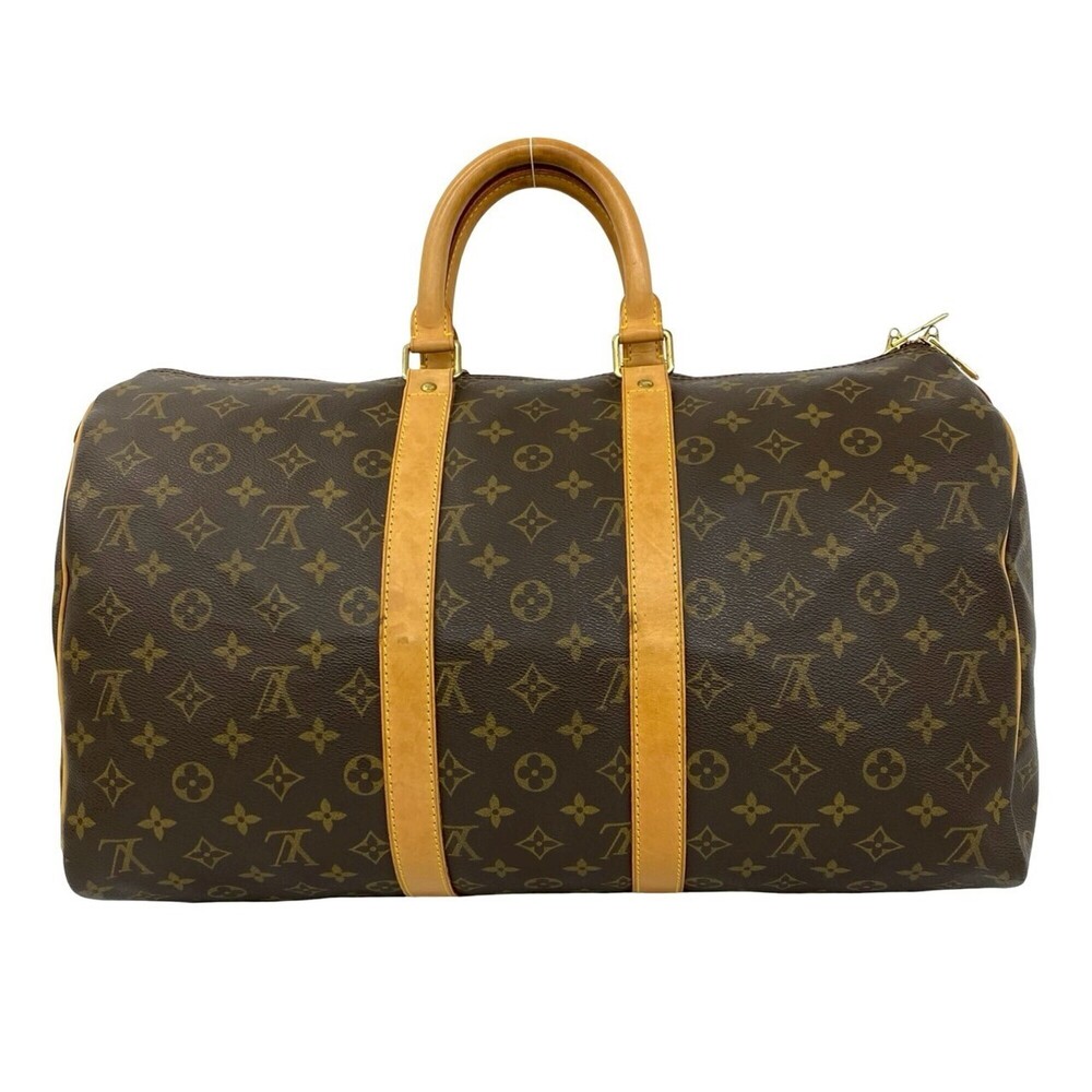 LOUIS VUITTON Vintage Brown Monogram Leather Keepall 45 Boston Bag - Picture 3 of 9